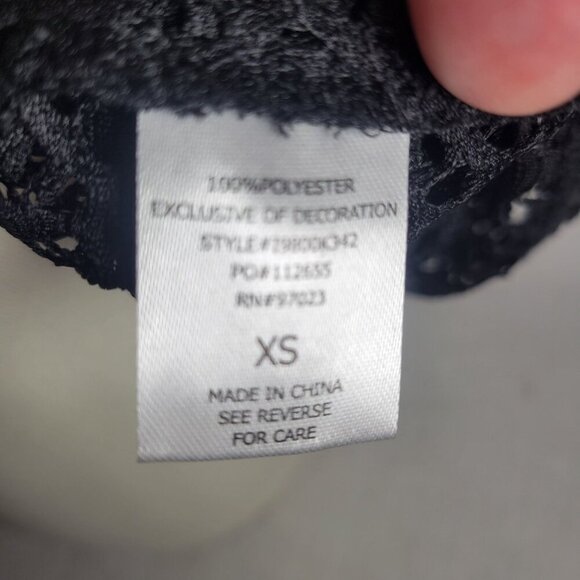 Miken Black Lace Crochet Swimsuit Cover-Up With V-Neck & Open Back Size XS - Picture 4 of 8